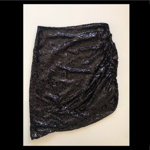 LPA Black Sequin Ruched Skirt